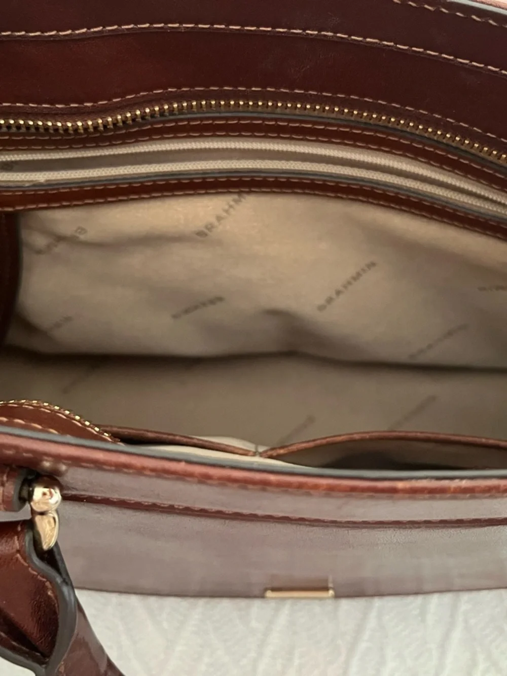 Brahmin Chestnut Brown Leather Tote with Gold-Tone Hardware - Picture 2 of 5